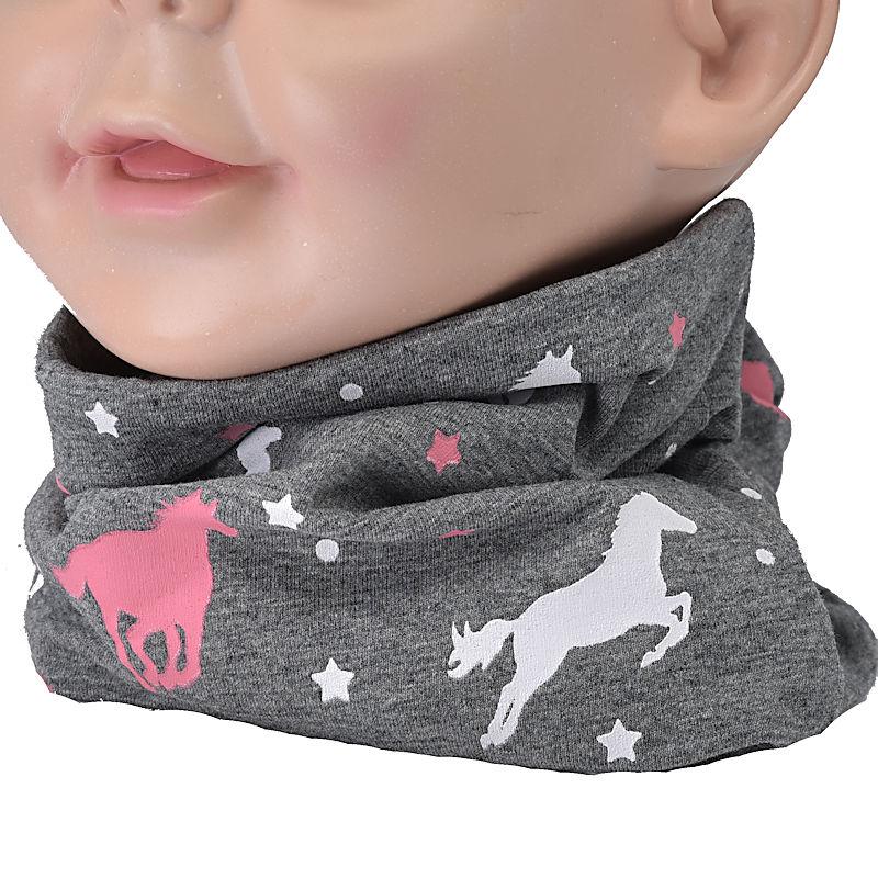 Kinder Loop Pferd grau Baumwolle